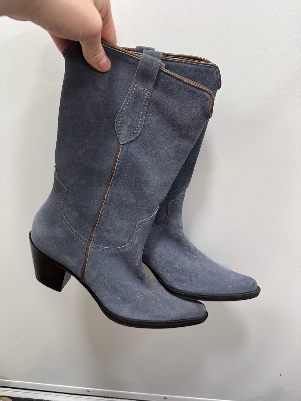Franco sarto Suede Western Boots in Light Blue